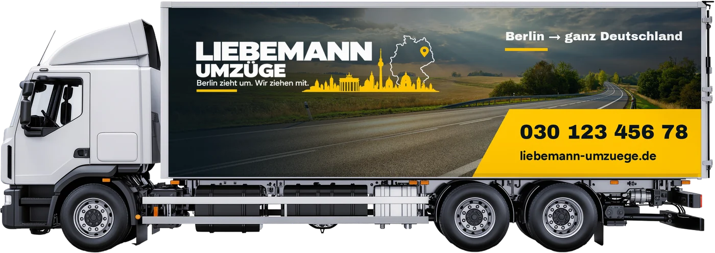 Liebemann-Umzugs-LKW mit Beklebung „Berlin → ganz Deutschland“